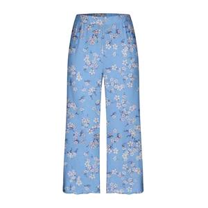 Women's <b>Three</b> <b>Quarter</b> <b>Length</b> Polyester Printed Wide Leg Floral Pants Mid Waist Elastic Breathable Loose Fit <b>Summer</b> Casual Style - Product Image 5