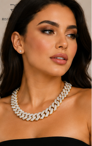 Imperial radiance diamond Cuban link <b>necklace</b> bold statement luxury craftsmanship modern sophistication premium 18K yellow white - Product Image 6