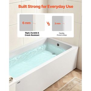 Bañera de Acrílico Contemporánea de 54" x 30" con Comodidad para Bañarse y Gran Orificio de Desagüe Derecho con Protección Contra Desbordamientos - Product Image 4