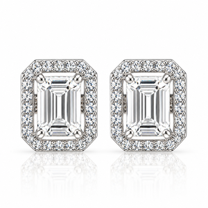 Boucles d'oreilles clous en argent sterling 925 massif avec moissanite et perle, plaqué or 14 carats pour femme - Cadeau d'anniversaire et de fête - Product Image 2