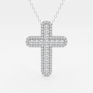 Collar con Colgante de Cruz de Diamantes Cultivados en Laboratorio con Pavé de Oro Blanco - Product Image 1