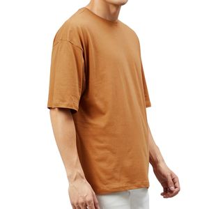 เสื้อยืดคอตตอน 100% ทรงหลวม ไหล่ตก สีพื้น สำหรับผู้ชาย รับผลิตแบบ OEM ODM ราคาโรงงาน ขายส่ง - Product Image 1