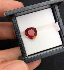 Pierre précieuse naturelle en forme de cœur, grenat spessartite orange, facettée, pour bague ou pendentif - Product Image 4