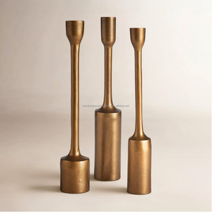 Wholesale Cast Aluminum Elongated Candle Holder Stand • Luxury Minimalist <b>Table</b> Sculpture Trio - Product Image 6