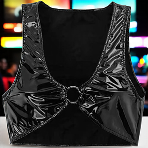 Women's Custom Breathable Leather Tank Top Strapless <b>Corset</b> Design Embroidery Button <b>Lace</b> Decoration Short Length Sexy Top - Product Image 5