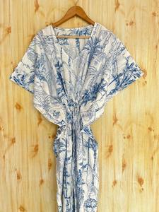 Vestido Kaftán Informal de Verano con Estampado Floral Tropical, sin Mangas, de Algodón, para Mujer, Ropa de Playa, Estilo Asia Pacífico - Product Image 5