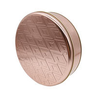 Boîte en métal ronde en stock, boîte en métal personnalisée avec gaufrage, boîte de rangement pour biscuits, conteneur en métal avec couvercle