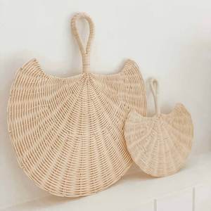 Abanico de ratán para colgar en la pared, tejido a mano, abanicos naturales decorativos, adornos para colgar en la pared, precio bajo - Product Image 2