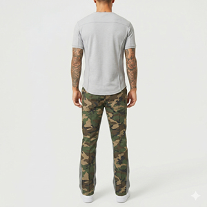 Pantalon de survêtement en molleton camouflage pour homme avec bande latérale, taille élastique, respirant, polyester/coton, décontracté, coupe évasée pour l'extérieur - Product Image 5