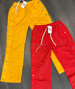 Pantalones apilados de pierna ancha personalizados Joggers de tela personalizados Flare Baggy 100% pantalones de chándal de algodón con diseño de botones - Product Image 3