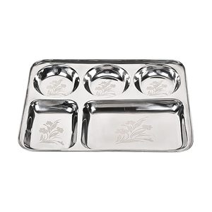 Plato de Acero Inoxidable con Divisiones Grabadas con Láser, Plato de Servir Duradero para el Hogar, Cocina y Restaurante - Product Image 1