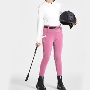 Pantalons d'équitation haute élasticité pour jeunes filles, jodhpurs équestres avec grip en silicone, vêtements d'équitation pour enfants - Product Image 3
