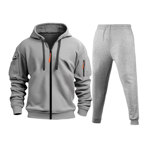 Ensemble de survêtement tactique chaud pour homme, pantalon de jogging à capuche entièrement zippé avec poches zippées, doublure polaire en coton - Product Image 4