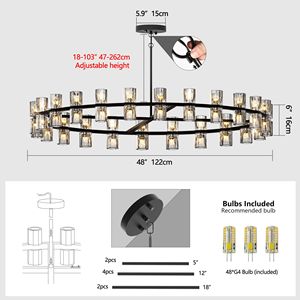 L005030 D48 P48B/W1340P310779 Lampadario LED di Lusso da 48 Pollici, Lampada a Sospensione dal Design Moderno e Semplice per Illuminazione Soggiorno e Sala da Pranzo - Product Image 5
