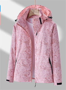 Veste à capuche coupe-vent à imprimé floral violet unisexe, décontractée, pour l'extérieur, avec fermeture éclair sur le devant, pour le printemps - Product Image 6