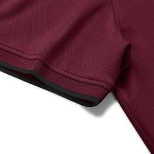 Polo de manga corta para hombre, color borgoña/rojo granate, con cuello con cremallera de un cuarto, dobladillo con abertura, transpirable, para uso casual, de negocios o de golf - Product Image 4