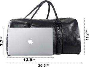 Bolsa de Viaje de Fin de Semana Unisex de Cuero, 20.5 Pulgadas, Gran Capacidad, Cierre de Cremallera, Asa Suave, para Gimnasio y Viajes - Product Image 5