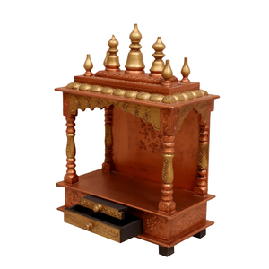 Handmade Wooden <b>Mandir</b> | Solid Wood Temple | Hindu Home Shrine | Prayer Altar | Indian Furniture Living Room KA849 - Product Image 2