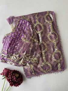 Indian Trending Beautifully Designed Saree Premium Georgette With Digital <b>Print</b> Sequence Work Saree for Party and Wedding Wear - Product Image 4