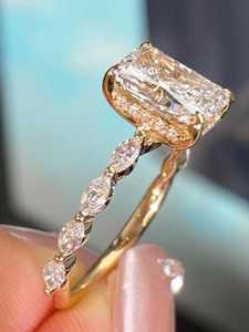 Moissanite Bridal Ring 14K Yellow Gold Lab Grown Moissanite Engagement Ring Wedding Jewelry <b>Gift</b> For Her - Product Image 4