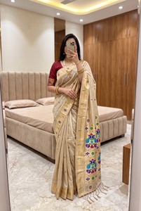 Sari en coton Muga vert doux et pur avec broderie Meenakari, tenue ethnique pour femme, idéal pour mariage, festival, ou usage quotidien - Product Image 3