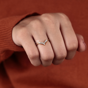 Curved Diamond Wedding Band V Shape Lab Grown Diamond <b>Ring</b> Curved <b>Stacking</b> Band Chevron Bridal <b>Ring</b> Anniversary Gift Wholesale - Product Image 5