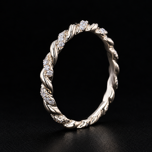 Bague de fiançailles torsadée pour femme, sertie pavé de moissanite taille brillant rond, classique pour mariage et anniversaire - Product Image 3