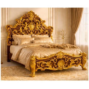 Juego de Cama Queen Size Estilo Palacio Rococó, Estilo Castillo Maharaja, Muebles de Dormitorio de Madera de Teca, Muebles de Dormitorio Reales Personalizados, EE. UU. - Product Image 1