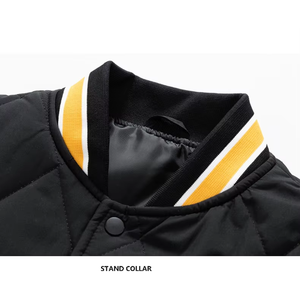 Chaqueta Varsity Sostenible para Hombre – 100% Lana Reciclada Post-Consumo con Detalles de Punto Acanalado de Algodón Orgánico - Product Image 3