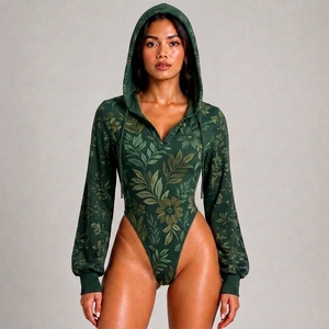 Body de Manga Larga con Capucha para Mujer, de Primera Calidad, Ajustado, Estilo Urbano, para Uso Diario al Aire Libre - Product Image 1
