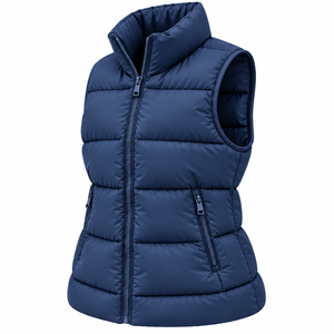 Chaleco Acolchado de Alta Calidad para Mujer, Sin Mangas, con Cuello Alto, para Invierno, Color Sólido, Personalizable - Product Image 5
