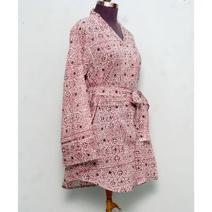 Camisa Larga de Algodón Hecha a Mano en India para Mujer, Vestido Cruzado con Cinturón, Decoración de Botones, Estilo Simple y Dulce, Línea A, Ropa Étnica Informal Moderna - Product Image 5