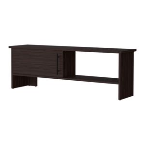 Walnut-Colored Entertainment Center with Door and <b>Open</b> <b>Storage</b> Stained TV Stand - Product Image 3