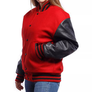 Chaqueta Varsity para Mujer, Negra y Azul, con Letra M Bordada, Manga Larga, Cuello Camisero, Cierre de Botón, para Otoño - Product Image 2