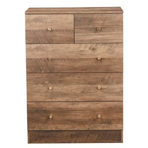 Mobiletto Organizzatore con Maniglie Oro Opaco, 3+2 Cassetti, Finitura Melaminica Testurizzata Grigia, Dimensioni 66*40*91cm - Product Image 3