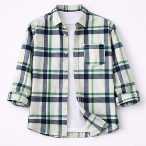Chemise en flanelle à carreaux pour homme, manches longues, col rabattu, décontractée, 100% coton, respirante, motif tissé, boutonnée, pour l'automne - Product Image 1