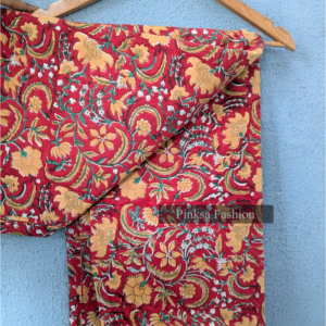 Tela 100% Algodón Estampada a Mano con Diseño Floral Indio para Prendas y Decoración del Hogar, Tela de Algodón al por Mayor - Product Image 4