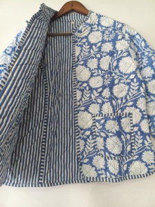 Floral Quilted <b>Reversible</b> <b>Jacket</b>: Indian Block Print Cotton - Product Image 5