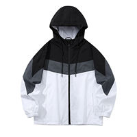 Blouson Bomber Unisexe Léger en Polyester Enduit Camouflage Formel avec Blocs de Couleurs et Fermeture Éclair Grande Taille Printemps