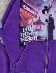 Sweat à capuche 100% Coton de Haute Qualité, Délavé à l'Acide, Série High Street, Effet Vieilli, avec Strass, Style Vintage - Product Image 4