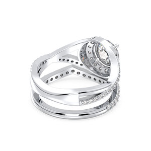 Bague de fiançailles REYES en or massif 14 carats avec diamant de laboratoire taille ronde de 1,76 carat, double bande, certifiée IGI - Product Image 4