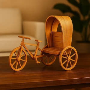 Handmade <b>Bamboo</b> <b>Craft</b> Rickshaw Decorative Model Eco-Friendly Smooth Polished Customizable Size Showpiece Art Collectible Home - Product Image 4