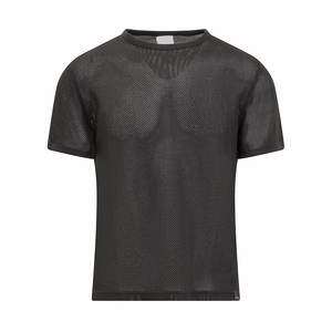 T-shirt de sport pour homme en maille noire de qualité supérieure, à manches courtes et col rond, idéal pour la gym et l'entraînement musculaire - Product Image 1