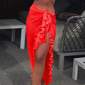 Sarong de plage pour femme avec volants, jupe enveloppante légère, paréo de bain pour les vacances d'été - Product Image 1
