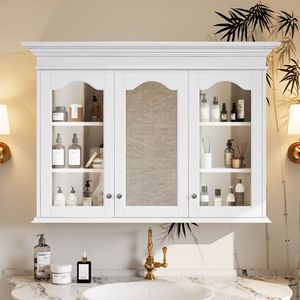 Armadietto da Bagno a Parete da 40 Pollici con Specchio, Ripiani e Vetrina per Organizzazione del Bagno - Product Image 3