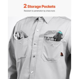 Camicie FR da Uomo 7oz in Cotone Resistente alle Fiamme, Giacca da Saldatura ATPV 9.2 Ca, Abbigliamento di Sicurezza Resistente al Calore Lavabile in Lavatrice - Product Image 4