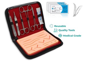 Kit d'entraînement à la suture pour étudiants en médecine, ensemble d'instruments de suture en acier inoxydable, coussinet de peau, manuel de précision chirurgicale mondial - Product Image 2