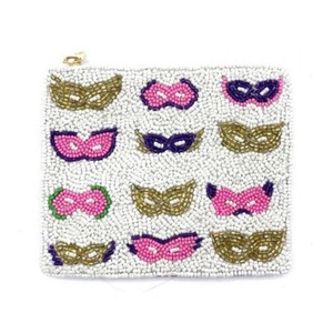 Elegant Mardi Gras Glass Beaded Coin Purse Luxury Style Small Organizer Zipper Closure Made Polyester Promotional Gift Use 2026 - Product Image 3