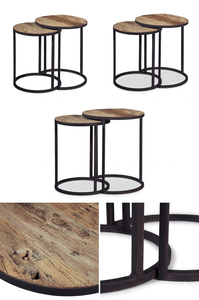 Juego de Mesas Auxiliares Modernas Rafert, Ecológicas, Duraderas, Redondas, con Base de Hierro y Tapa de Madera, para Apartamento, Cafetería, Salón - Product Image 6