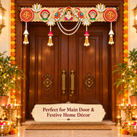 Toran décoratif à suspendre à la porte avec motifs floraux brodés, pompons perlés et décorations festives pour la porte principale